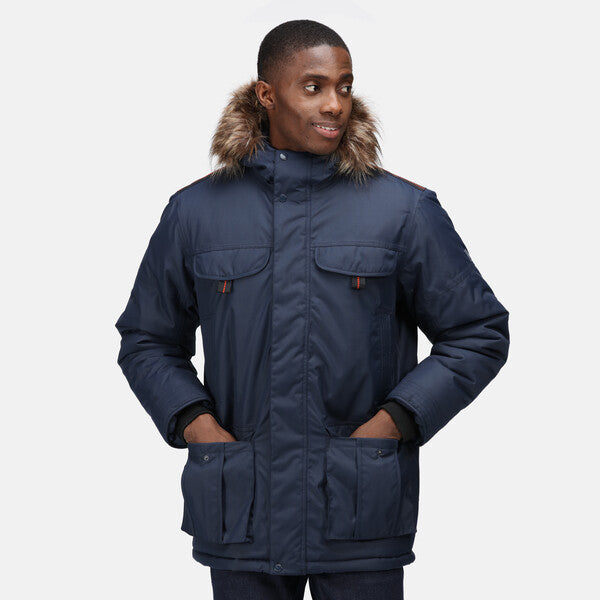 Regatta Men s Aarav Winter Waterproof Parka Navy RMP306 Wear It Outdoors