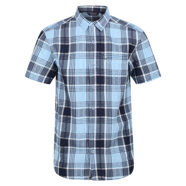 Regatta Men's Deakin IV Short Sleeve Shirt Powder Blue Check – Wear It ...